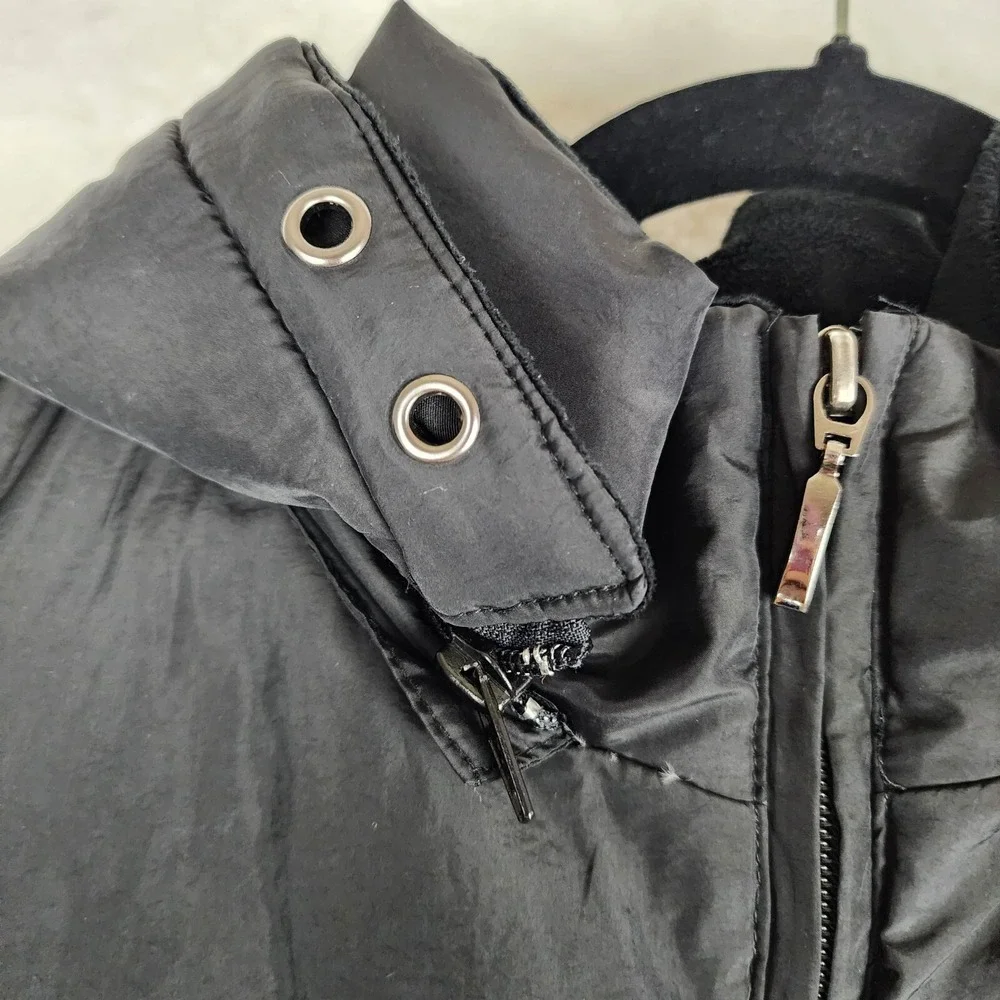 Liz Claiborne Womens Small Removable Hood Down Feather Puffer‎ Jacket Black